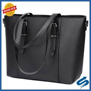 Synthetic Leather Satchel Tote with Adjustable Crossbody Strap